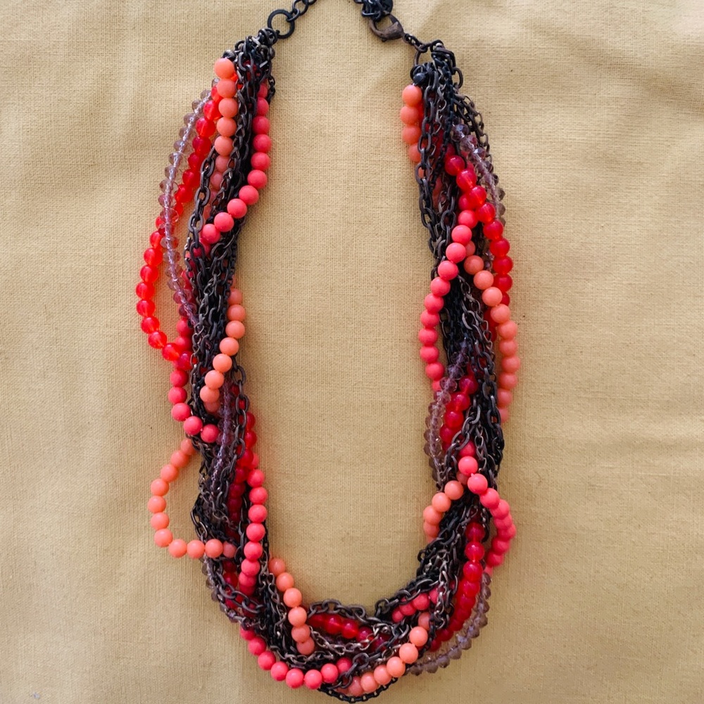 Coral braided necklace